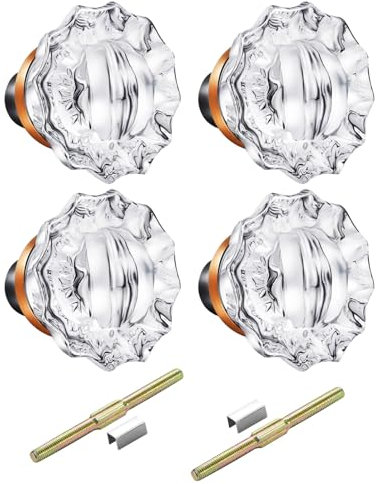 newliplace Lot de 2 boutons de porte en verre à mortaiser, boutons de porte vintage en cristal pour remplacement de serrures de style antique cassées sur porte intérieure, finition bronze huilé
