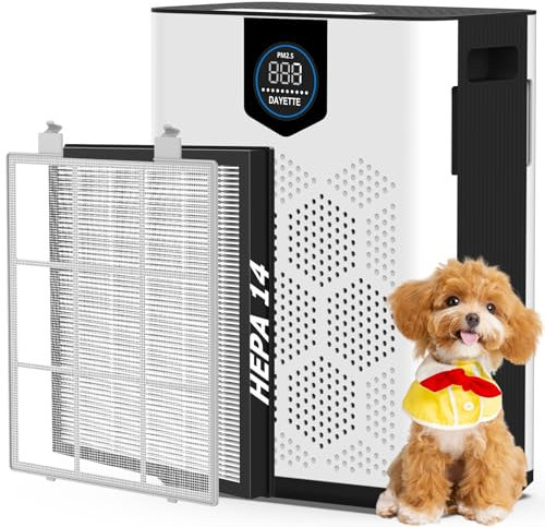 Purificadores de aire para el hogar de hasta 3000 pies cuadrados con filtros lavables, 2 filtros HEPA H14, ventilador de 2 velocidades con modo turbo, CADR 500 m³/h elimina el olor del pelo de