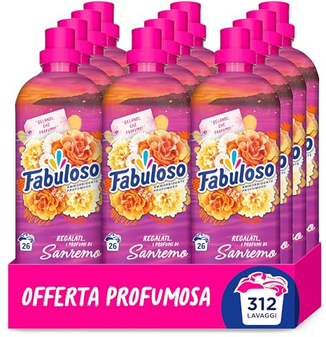 Fabuloso Ammorbidente Concentrato Profumi di Sanremo, 12x585ml | Ammorbidente per lavatrice, Fragranza attivata dal movimento, Rende il bucato morbido per settimane, Per 312 lavaggi