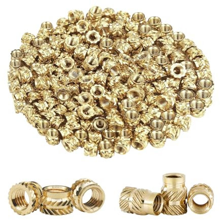 Lvjkes 200 inserti filettati, dadi di pressatura M3 M4, inserti filettati in ottone, filettatura zigrinata, resistente all'usura e alla corrosione, per parti di pressione 3D, parti in plastica