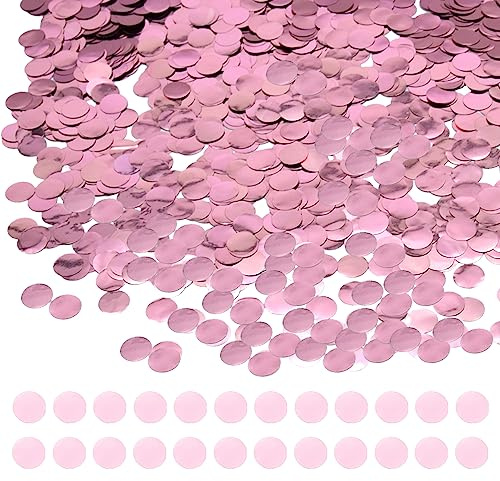 Yosawo 50g/1.76oz Konfetti Metallic 15mm Runde Pailletten Konfetti Punkte Dot Streudeko Tisch Deko Foil Konfettis für Tischdekoration Geburtstag HochzeitDekoration(D/ZXY/Pink)