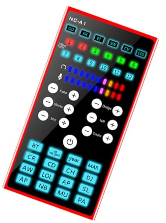 Tarjeta de Sonido para Móvil y PC Modelo 1200mv Metal Roja | Reducción de Ruido, Reverberación, Uso en Transmisión en Vivo, Formato Portátil