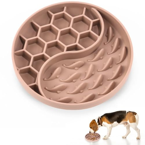 Demarsen Anti Schling Napf Hund,Braun Silikon Slow Feeder Hundenapf,Interaktive Umweltfreundliches Hundenapf für Kleine und Mittelgroße Hunde Geeignet Katzen Kaninche
