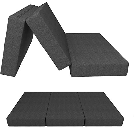 POKAR Klappmatratze 3-teilige Faltmatratze Camping Matratze Gästematratze Feldbett Klappbett Gästebett Bodenmatratze Schlafmatratze 160 x 195 x 15 cm, Anthrazit