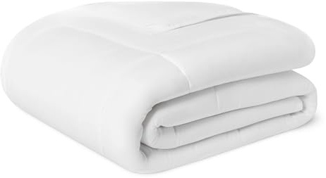 Amazon Basics Piumino Matrimoniale 4 Stagioni 300 gsm - Trapunta ipoallergenica con Imbottitura Alternativa alla Piuma, 220 x 240 cm, Bianco