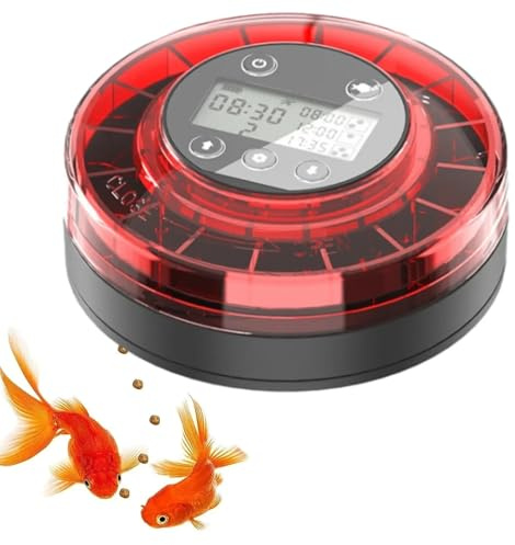 Comedero automático para peces, Alimentador automático de peces for acuario Dispensador automático de alimentos con temporizador Alimentador con temporizador recargable con cable USB Pantalla LCD para