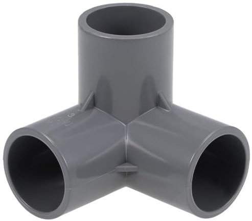 TOP-VIGOR PVC-Rohrverschraubung, 25 mm, 3-Wege-Rohrverschraubung, T-Gleit-Eckverbinder, Winkelgelenk, Kunststoff, rechtwinklig, für Bewässerung, Bewässerung, PVC-Rohr, Grau, 2 Stück