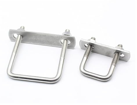 Pernos en U, sujetadores de pernos en U, perno de abrazadera de tubería fija en ángulo recto en forma de U de acero inoxidable 304 con deflector y tuerca M6M8(1set M8X60X100)