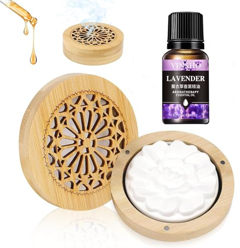Duftstein für Ätherische Öle Diffuser Ätherische Öle Klein | Hölzerner Räucherkiste + Lavendelöl ÄtherischesÖl 10ml für Aromatherapie in Schlafzimmer, Badezimmer,Büro,Reisen,Kinderzimmer
