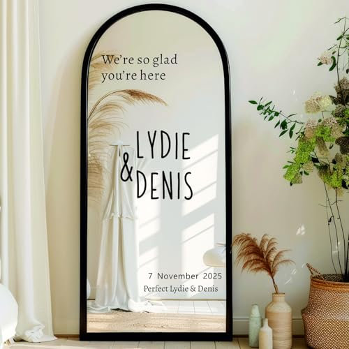 HDLOVE Panneau De Bienvenue Minimaliste for Mariage | Affiche De Bienvenue Personnalisable - for Miroir, Acrylique - Panneau Miroir De Mariage - Nous Sommes Ravis De Vous Accueillir - Réception