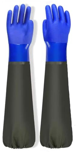 MITUMORMOR Teichhandschuhe Lang, 70cm Teichpflege Handschuhe, PU Handschuhes Sandstrahlen, Wasserdicht Handschuhe, Fischerhandschuhe