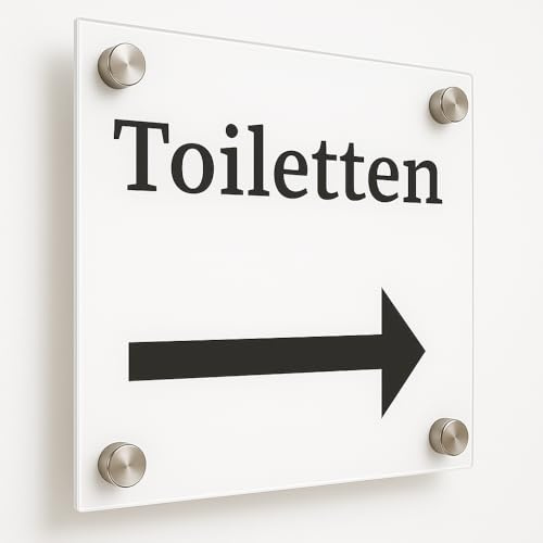 Jung Edelstahl Design Personalisierbares Acrylglas/Plexiglas Schild mit Edelstahl Abstandshaltern - Individuelles Hinweisschild für Tür, Büro, Praxis - Wunschtext & Bild/Logo - Verschiedene Größe