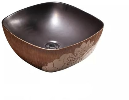 Lavandino da bagno, lavabo da appoggio retrò in ceramica, lavabo artistico per la casa, bagno, balcone, lavabo creativo, lavabo da appoggio singolo, un colore A, un colore A