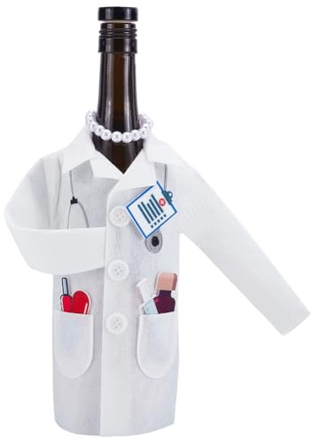 CRASPIRE Borsa per Vino Bianco per Infermieri Specializzati in Feltro per Avvolgere Tappi di Bottiglie di Vino con Collana Capsule Decorazioni Farmacista per La Festa di Laurea di Medici e Infermieri