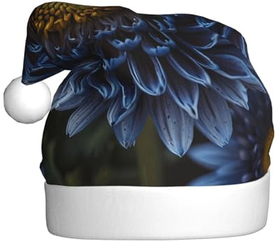 WHJSHOP Sombrero de Navidad con estampado de crisantemo azul para adultos, diseño suave, ligero y esponjoso para hombres y mujeres