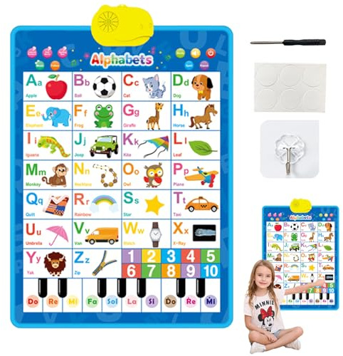 Pizarra de pared electrónica del alfabeto – Aprendizaje Musical Pizarra de Pared Pantalla de Educación Números Letras | Accesorios de aula de educación en el hogar, herramienta de aprendizaje
