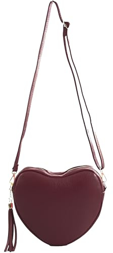 modamoda de T267 Damen Leder Herz Umhängetasche Schultertasche, handmade in Italy