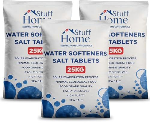 Home Stuff Water Softener Salt Tablets 25kg (Pack of 3) – High-Purity Food-Grade Salt for All Water Softeners, Fast-Dissolving, Limescale Protection, Hard Water Treatment, Compatible with All Machines