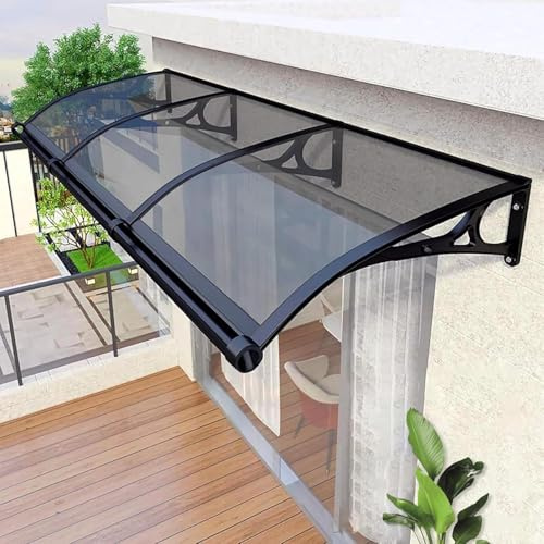 Modern Door Canopy 60x120cm - Polycarbonate Cover with Aluminum Bracket for Sun/Rain/Snow Protection Ideal Outdoor Canopy for Porch Window Roof Patio Garden