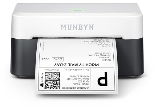 MUNBYN Bluetooth Shipping Label Printer, 4x6 Thermal Label Printer for Small Business, Compatible with iPhone, Android, Windows, macOS, Etsy, Shopify, Royal Mail, DHL, DPD, Evri, 403B, Black