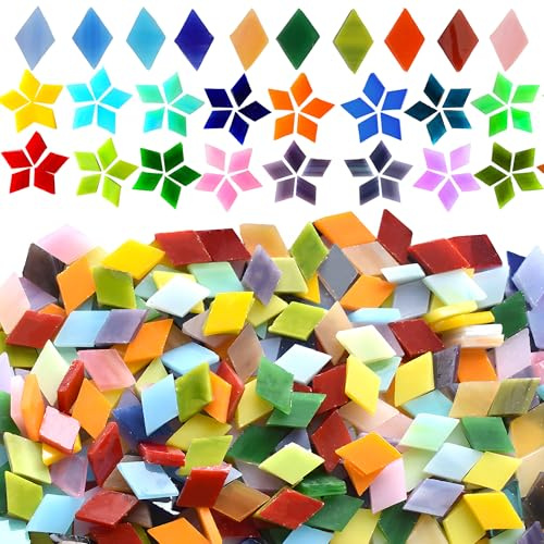 AiYoYo 650g Mosaik-Glasfliesen Bunte Rautenförmiges Mosaiksteine Ideal für kreative DIY-Mosaikprojekte, Heimdekoration, Kunsthandwerk, DIY-Projekte und Hobbys