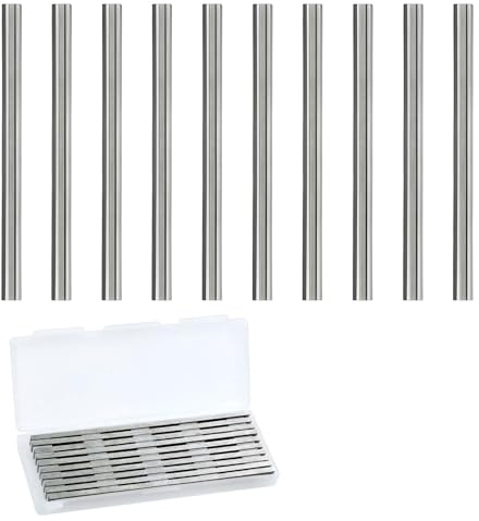 10PCS Reversible Electric Planer Blades 82mm, Double-Sided HSS Carbide Planer Knifes with Smooth Cutting Edges & Precision Ground Machinery Part Replacements for Makita, Hitachi