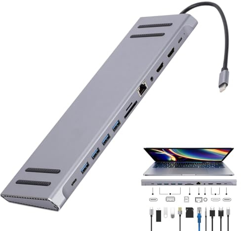 Estación Acoplamiento USB C Hub con Divisor, Extensor para PC Y Ordenadores | Dock USB Hub De Expansión Con Base Acoplamiento Y Extensor Pc, Compatible Con Múltiples Ordenadores Sobre