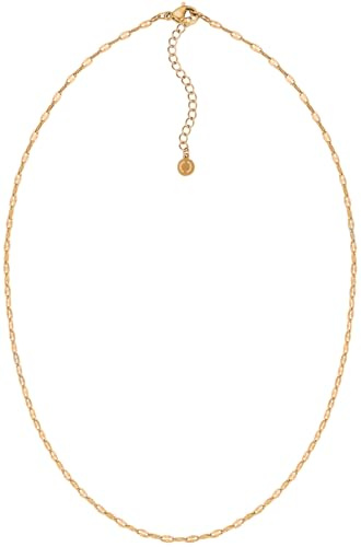 day.berlin Damen Halskette Ida 18k vergoldet | 45+5cm variable Länge, filigrane Kette gedreht mit kleinen Blüten ohne Anhänger, 316L Edelstahl nickelfrei und wasserfest