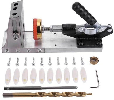 AMZGSHOP Pocket Hole Drill Guide Jig Set Adjustable Portable Screw Jig Set with 3/8in Drill Bits for DIY Woodworking Carpentry Locator