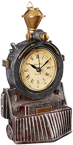 Design Toscano Alle an Bord Lokomotive Steampunk-Dekor Wanduhr, Polyresin, vollfarbe, 23 cm