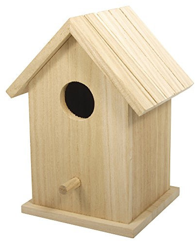 Rayher Kleines Deko-Holz-Vogelhaus, zu Dekorationszwecken geeignet, 12,5 x 10 x 17 cm (Höhe), zweiteilig, Vogelhaus zum Aufstellen, abnehmbares Dach, FSC zertifiziert naturfarben, 62291000