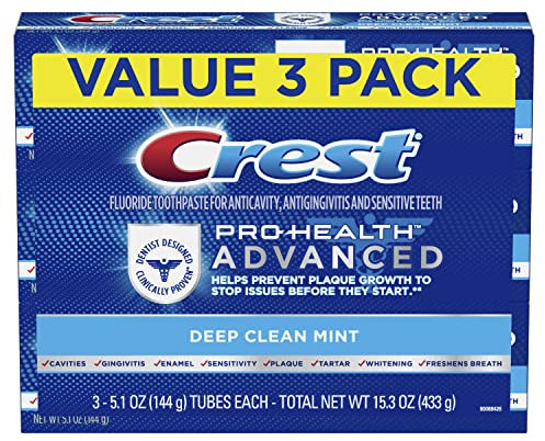 Crest Pro Health Advanced Deep Clean Toothpaste, Mint, 5.1 Oz/432 g, Pack of 3