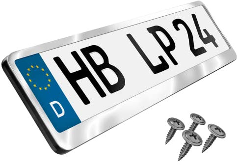 L&P Premium Kennzeichenhalter Auto Nummernschildhalter Edelstahl INOX V2A Kennzeichenverstärker Kennzeichenhalterung Nummernschildhalterung Verstärker Kennzeichen Nummernschild (Edelstahl poliert)