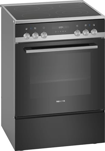 Siemens HK9S5A240, iQ500, Freistehender Elektroherd, 60 cm, Schnellaufheizung, ecoClean Selbstreinigungshilfe, 3D Heißluft, Klapptür mit Softclose, cookControl 10 Automatikprogramme, Edelstahl