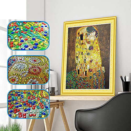DonElton 5D Diamond Painting inspiriert von Gustav Klimt – 40x50 cm Set mit Spezial- und Kristallsteinen, selbstklebende Leinwand, Kreativset für Erwachsene