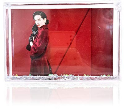 SH.DREAM Glitter Picture Frames 4X6, Liquid Floating Sparkle Clear Plastic Photo Frame,Gifts for Valentine's,the lover,Couples (Pink heart& sliver strip)