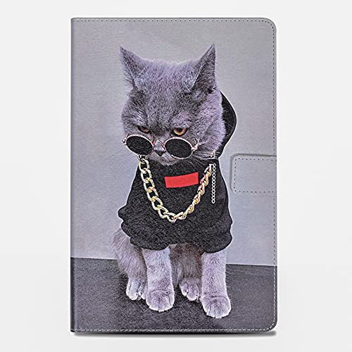 Rostsant Hülle für iPad 9.7 Zoll 2017/2018 Hülle, iPad Air 2/iPad Air 1 PU Leder Case Buchstil Etui Brieftasche Tasche Schutzhülle für iPad 5 Generation/iPad 6 Generation Grausame Katze