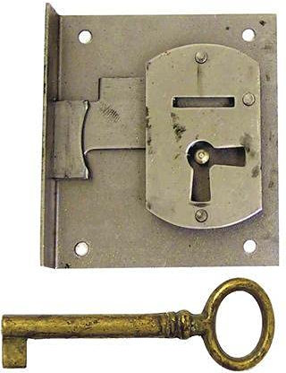 Antikhof Möbelschloss Eisen Plank,Höhe:6,5 cm,Breite: 4,5 cm, Dornmaß:2,5cm,Bestellnummer: EINL 25 R