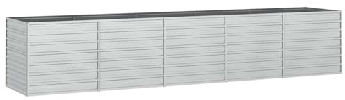 vidaXL Odlingslåda upphöjd galvaniserat stål 400x80x77 cm silver