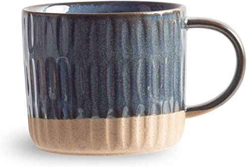 Einzigartige Suppentasse Behälter Kaffee Tee Suppenschalen, Suppentasse mit Griff, Keramik, mikrowellenfest, niedliche Frühstücksschalen for Kaffee, Dessert, rot-vertikale Stange, 14 x 10 x 8,5 cm, 50