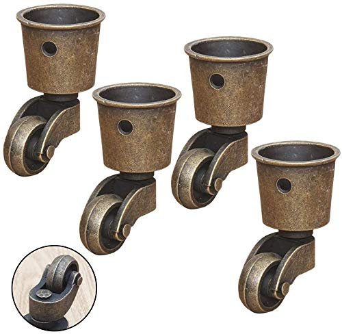 Rollen, Lenkrollen aus massiver Bronze, runde Möbelrolle, um 360 Grad drehbare Lenkrollen, Sofastuhl-Möbelrollen, altes Bronze-Design, für Klavierfüße, Sofatisch-Möbelfüße