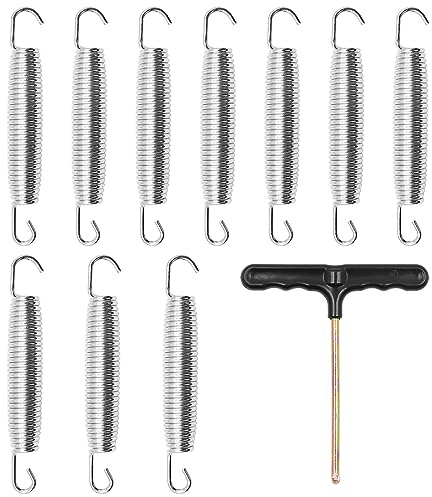 ZONADAH Packung mit 10 Stück 5,8-Zoll-Federn mit kostenlosem T-Haken für Trampolin, Doppelhaken, strapazierfähig, rostbeständig, Trampolinteile aus verzinktem Stahl, einfacher Austausch