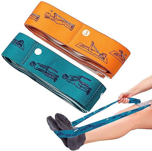 Cisixin 2 pièces de Yoga Bandes élastiques Ajustables, Bandes de Gymnastique, Bandes de Tension, Pour le Yoga, la Danse, L'entraînement Musculaire