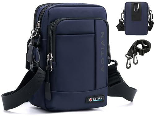 BAGZY Pochette Ceinture Homme Bandoulière Sac Porté Épaule Banane Crossbody à Main pour Téléphone Portable de Voyage Noir