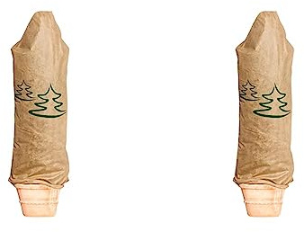 Windhager Winter-Deko-Vlieshaube Protect Kälteschutz Frostschutz Gartenvlies Abdeckvlies Tannenbaum-Motiv, Größe L 0,6 x 1,8m, Beige, 06889 (Packung mit 2)