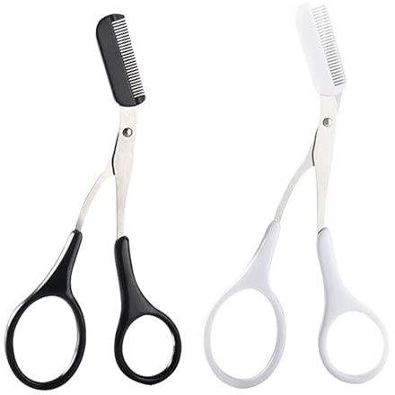 SWYSGS 2 Stück Augenbrauenschere mit Kamm Schwarze Damen Augenbrauen Schere Professionelle Präzisions Augenbrauenschere zum Kürzen von Herren Damen Augenbrauen Beauty Zubehör