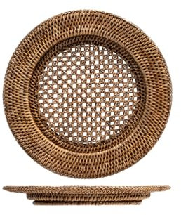 H&H Sottopiatto Tondo con Ala, Ø 32 cm, in Rattan Naturale, Elegante e Versatile per Mise en Place Raffinate – Colore Naturale