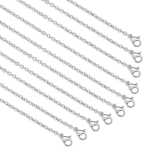 Teaaha 10 Stück Kette Silber Damen 45cm Edelstahl Halskette Edelstahlkette Mit Hummerverschlüssen Extender Kette Für Damen Herren Für Schmuck Machen DIY Zubehör