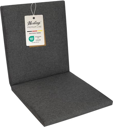 Herlag Sunny Niedriglehner-Auflage 103x50x4 cm | wetterfest & UV-beständig | wasserfest | waschbarer Bezug mit Reißverschluss | Gartenstuhl Auflage | Öko-Tex 100 | Anthrazit