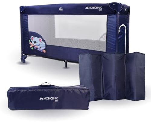 Mobiclinic®, Lettino da viaggio, Culla neonato, 2 in 1, Pieghevole ultracompatto, Materasso rimovibile, Mofli, Fino a 15 kg, Traspirante, Ingresso laterale con cerniera, Box per bambini, Ruote